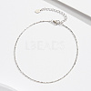 925 Sterling Silver Ball Chain Anklet AJEW-Z029-15P-2