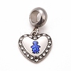 304 Stainless Steel Crystal Rhinestone European Dangle Charms STAS-F278-04P-2
