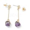 Rough Natural Amethyst Dangle Stud Earrings EJEW-P145-01G-4