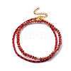 Glass Stretch Beaded Bracelets & Cotton Braided Cord Bracelet Sets BJEW-JB05401-01-1