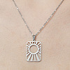 Non-Tarnish 201 Stainless Steel Hollow Sun Pendant Necklace NJEW-OY001-81-1