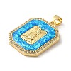 Rack Plating Brass Micro Pave Cubic Zirconia with Synthetic Opal Pendants KK-D088-23G-3