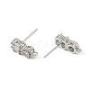 Brass Micro Pave Clear Cubic Zirconia Stud Earring Findings KK-C107-06P-2