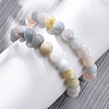 Natural Morganite Round Beaded Stretch Bracelets for Men Women BJEW-G743-01H-01-1