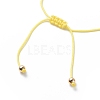 Brass Tiny Cross Charms Braided Beaded Bracelets for Women BJEW-JB08743-4