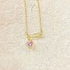 Heart Safety Pin Brass Pave Cubic Zirconia Pendant Necklaces for Women FS-WGA6C95-02-1