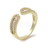 Brass Micro Pave Cubic Zirconia Open Cuff Ring RJEW-K256-49G-1