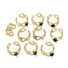 316 Stainless Steel with Natural Mixed Gemstone Cuff Rings RJEW-Z098-01G-01-4