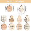 80Pcs 8 Style Doll Wooden Pendants WOOD-AR0001-07-2