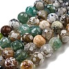 Faceted Natural Fire Crackle Agate Beads Strands G-F447-12mm-N03-2