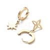 3 Pair 3 Style Star & Clover & Snake & Infinity Ion Plating(IP) 304 Stainless Steel Asymmetrical Earrings EJEW-B020-14G-3
