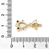 Brass Micro Pave Clear Cubic Zirconia Fish Links Connector Charms KK-K375-26G-4