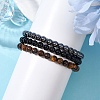 3Pcs 3 Style Natural & Synthetic Mixed Stone Round Beaded Stretch Bracelets BJEW-JB10178-02-3