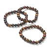 Natural Tiger Eye Beaded Stretch Bracelets BJEW-A117-C-43-1