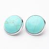 Synthetic Turquoise Brass Clip-on Earrings EJEW-A051-A014-1