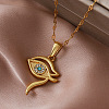 Vintage 304 Stainless Steel Glass Eye of Ra Pendant Necklaces for Women LS-EQ3909-2