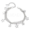 Star & Moon 304 Stainless Steel Charm Bracelets BJEW-JB10366-1
