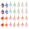 28Pcs 14 Colors Leaf Shape Handmade Lampwork Pendants PALLOY-TA00160-3