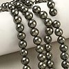 Natural Gold Pyrite/Golden Pyrite Beads Strands G-G459-B01-8mm-1