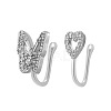 Butterfly Heart Brass Micro Pave Clear Cubic Zirconia Clip on Nose Rings FS-WGAE293-01-2