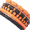 6Pcs 6 Styles Halloween Handmade Polymer Clay Beaded Stretch Bracelets Sets BJEW-TA00490-5