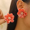 Brass Plastic Flower Stud Earrings FS-WG6C53A-07-1