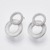 Brass Micro Pave Clear Cubic Zirconia Stud Earring Findings KK-T054-40P-NF-1