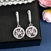 925 Sterling Silver Pave Cubic Zirconia Flat Round Hoop Earrings EJEW-C150-01C-02-2