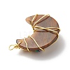 Natural Tiger Eye Copper Wire Wrapped Pendants PALLOY-JF01639-02-4