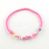 Flower Acrylic Pendant Necklaces and Stretch Bracelets Jewelry Sets SJEW-R048-04-5