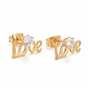Word Love 304 Stainless SteelStud Earrings EJEW-C019-14G-1