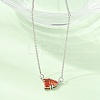 Brass Pave Cubic Zirconia Rectangle and Heart Pendant Cable Chain Necklaces KK-CBAB173-04P-11-3