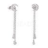 Brass Micro Pave Clear Cubic Zirconia Dangle Stud Earrings EJEW-K083-16P-3