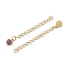 Ion Plating(IP) 316 Surgical Stainless Steel Curb Chain Extender with Natural Amethyst Round Charm STAS-A097-01G-16-2