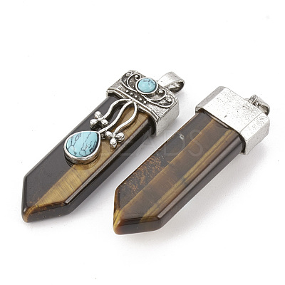 Natural Tiger Eye Pendants G-S292-05A-1