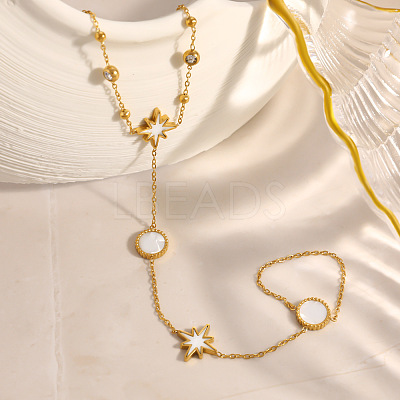 Summer 304 Stainless Steel Crystal Rhinestone Star Link Hand Chain Ring Bracelets for Women SA-CBAAE04-02G-1