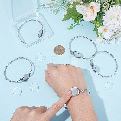 5Pcs 304 Stainless Steel Blank Bangle Bases with Tray STAS-UN0064-28-1