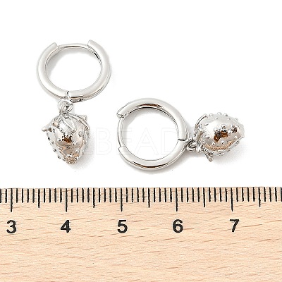 Brass Strawberry Hoop Earrings EJEW-M077-19P-01-1