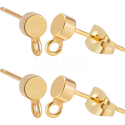 20Pcs Flat Round Brass Stud Earring Findings KK-BBC0013-96A-1