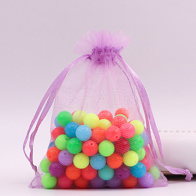 Rectangle Organza Drawstring Bags CON-PW0001-054D-22-1