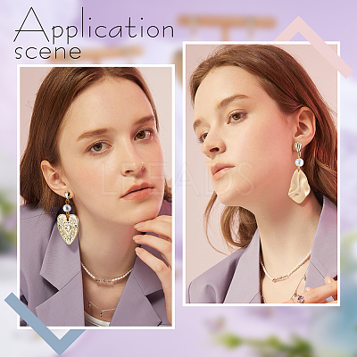 24Pcs 3 Style Teardrop & Shell & Heart Alloy Stud Earrings Findings FIND-BBC0002-76-1