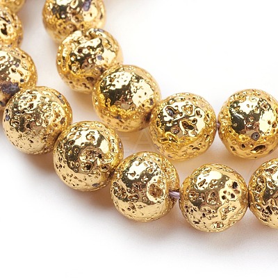 Electroplated Natural Lava Rock Bead Strands X-G-E429-01-12mm-G-1
