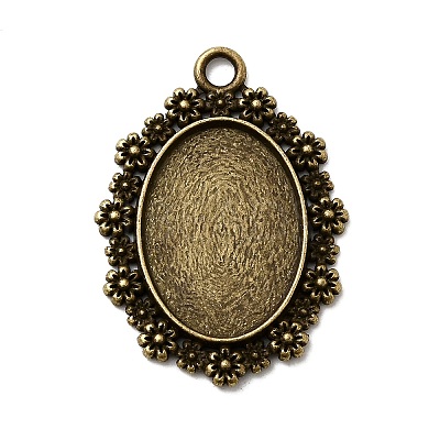 Vintage Tibetan Style Alloy Flower Pendant Cabochon Bezel Settings LS-TIBEP-M018-42AB-NF-1