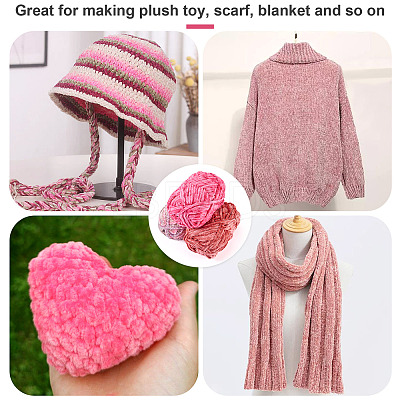3 Rolls Super Bulky Plush Polyester Chenille Yarn OCOR-MB0001-06B-1