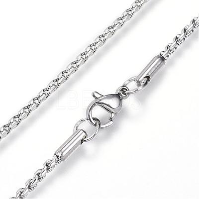 Non-Tarnish 304 Stainless Steel Twisted Chain Necklaces NJEW-D285-22P-1