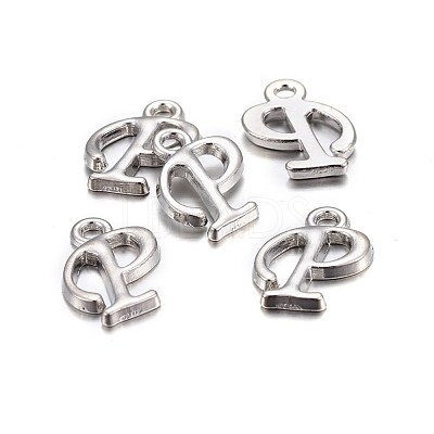 Platinum Plated Alloy Letter Pendants X-PALLOY-J718-01P-P-1