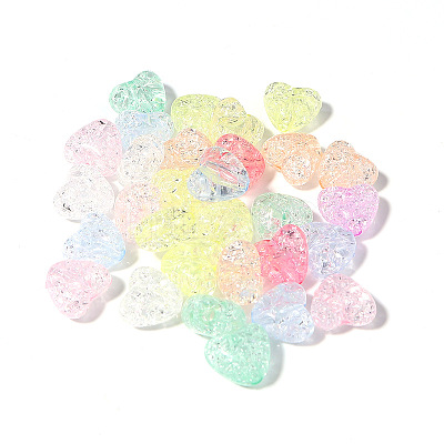 Transparent Crackle Acrylic Beads HEAR-PW0002-078-1