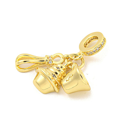 Rack Plating Brass Micro Pave Cubic Zirconia European Dangle Charms KK-P270-02H-G-1