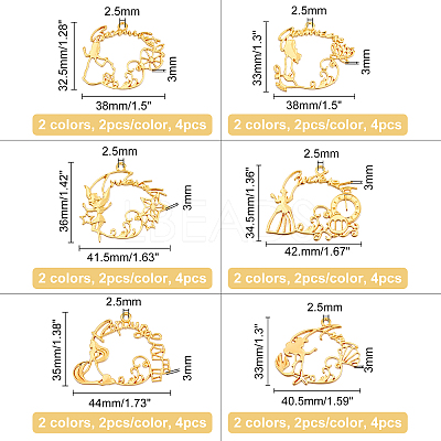 24Pcs 12 Style Alloy Open Back Bezel Pendants FIND-OC0001-44-1