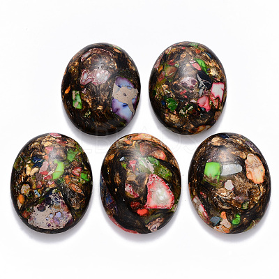 Assembled Synthetic Imperial Jasper and Bronzite  Cabochons G-R457-01A-1
